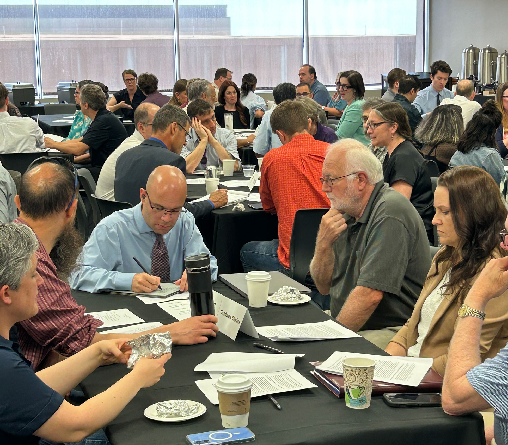 Group of faculty and staff meeting for the Strategic Plan process discussions at the College of Arts & Sciences 