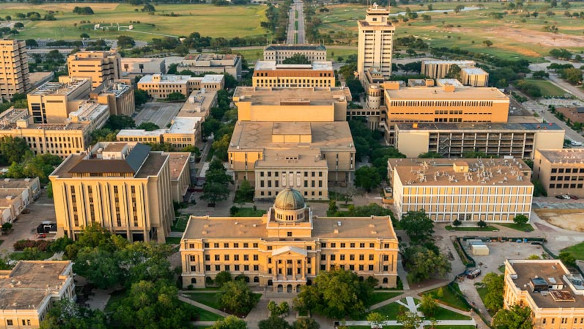 aerial view of the Texas A&amp;M University Academic building