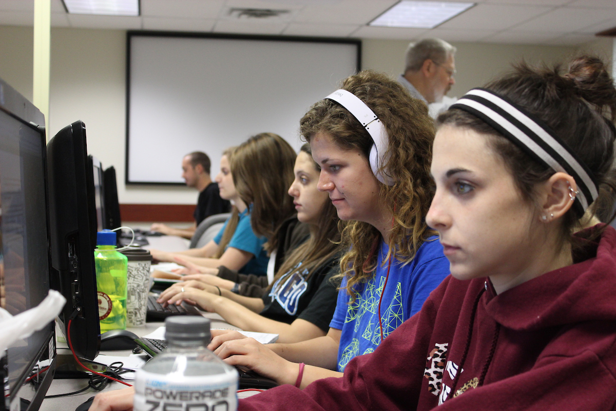 students working on computers