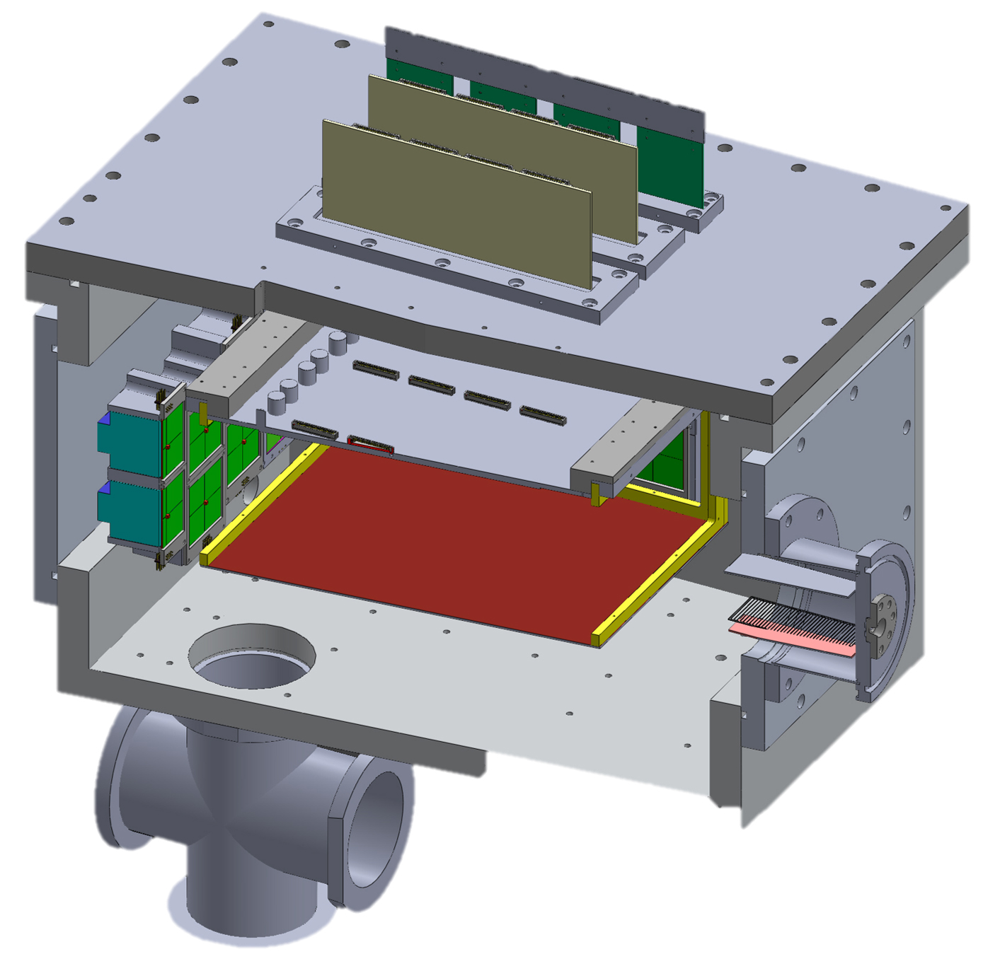 Graphical representation of Texas Active Target, or TexAT -- a type of particle detector known as an active-target time projection chamber that was constructed at the Texas A&M Cyclotron Institute