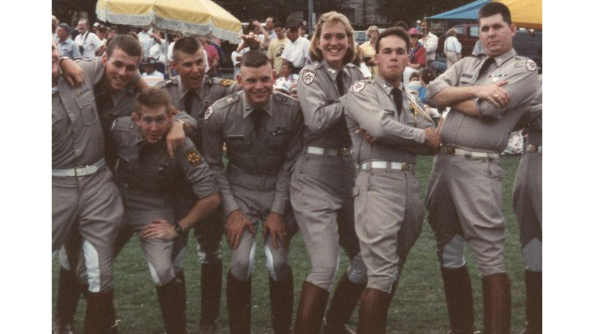 Andrea Abat poses with other senior cadets at Final Review in 1989