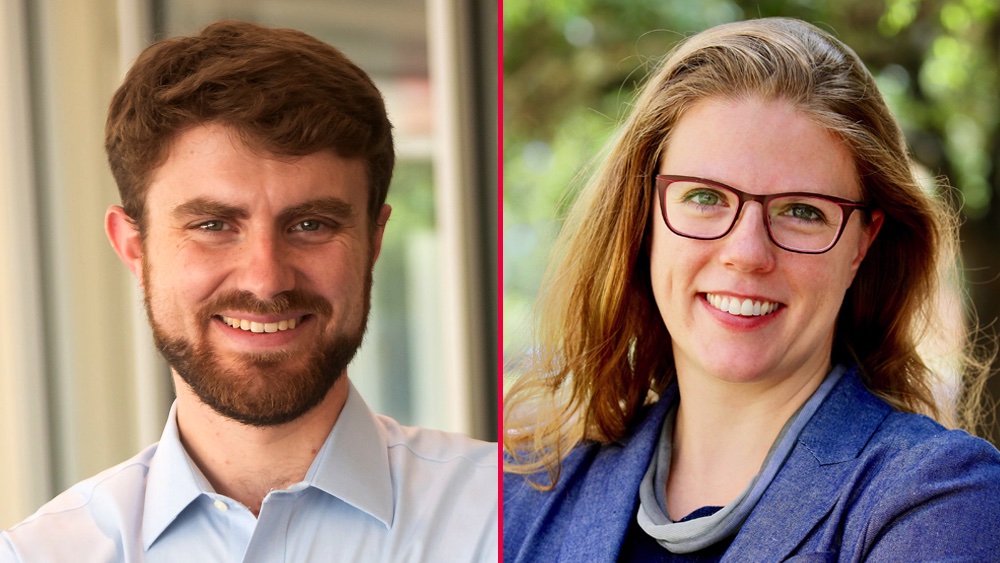 Composite image of Texas A&M chemists David Powers and Emily Pentzer