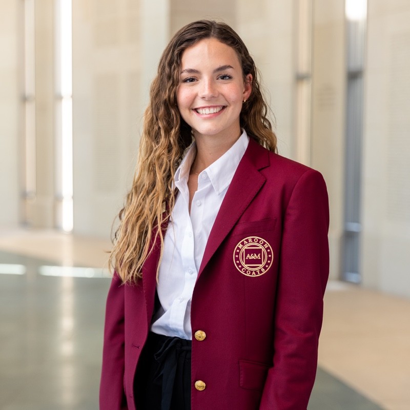 Texas A&amp;M psychology senior and Maroon Coats president Grace Vaughn