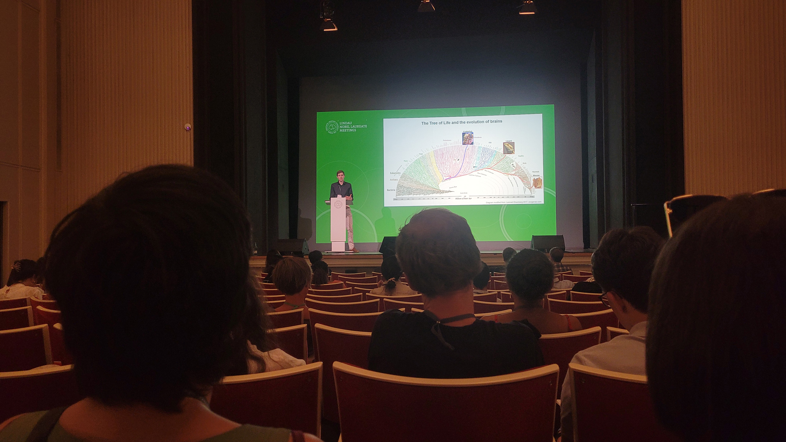 Max Planck Institute graduate student David Hain gives a talk at the 72nd Lindau Nobel Laureates Meeting