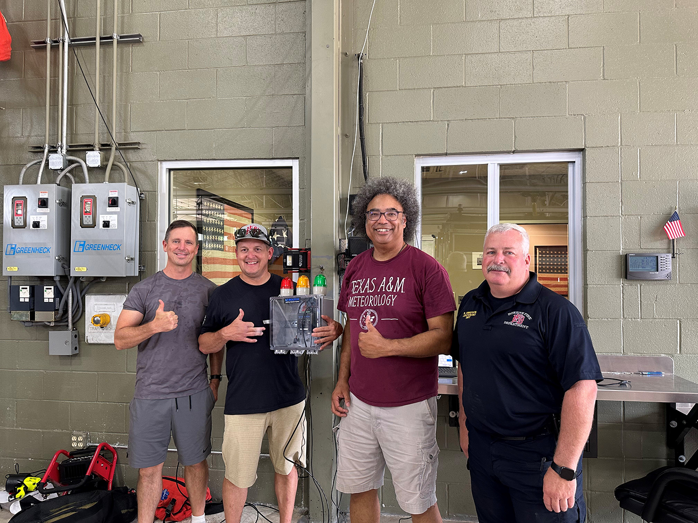 Group photo of the lightning detection system team at the Boerne Fire Department