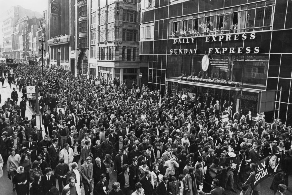 London, April 16, 1968, marchers on their way to St Paul’s Cathedral to pay tribute to King following his assassination