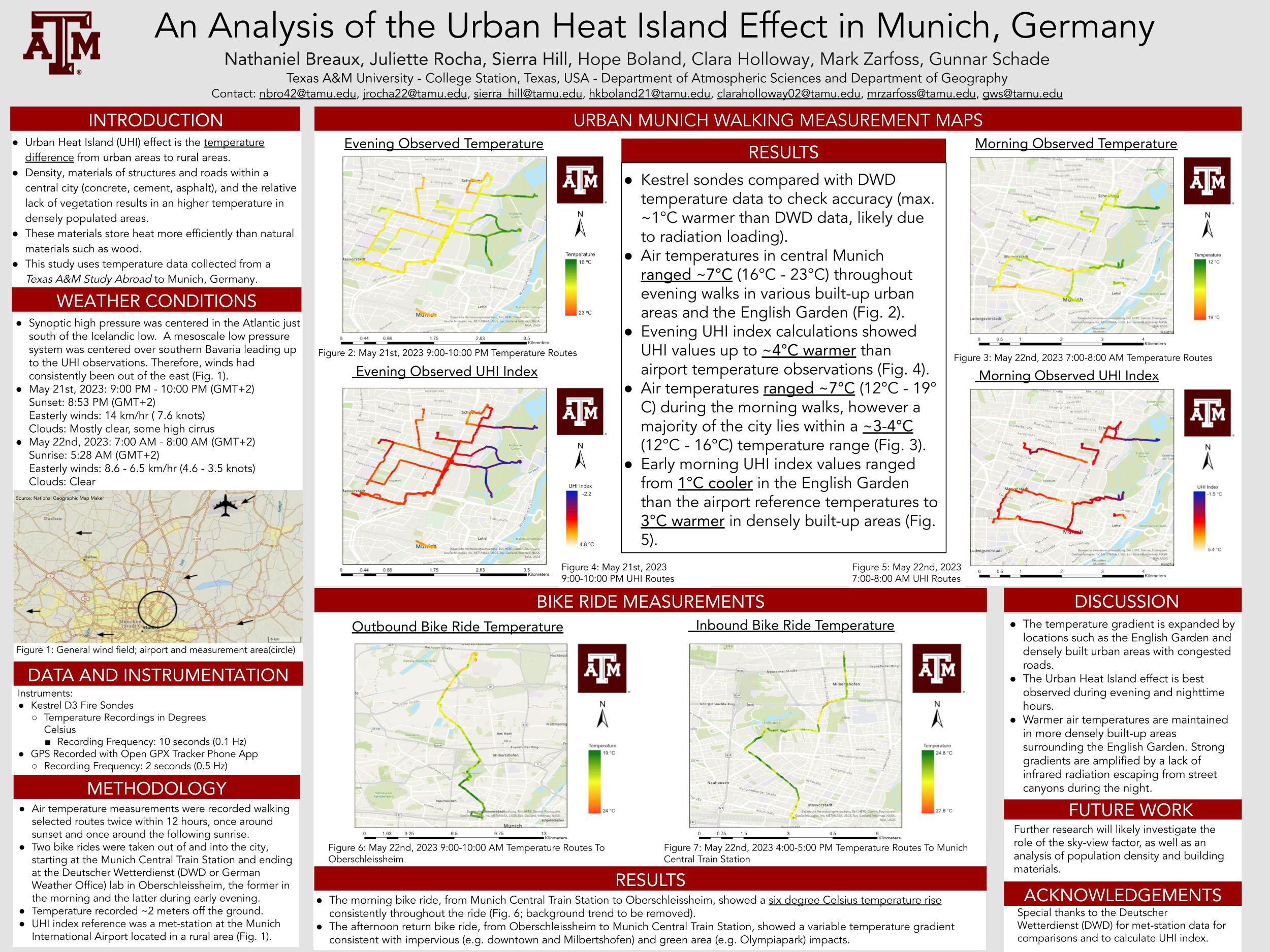 Texas A&amp;M University meteorology students' award-winning poster on urban heat island research at the 23rd Annual Student Conference for the American Meteorology Society