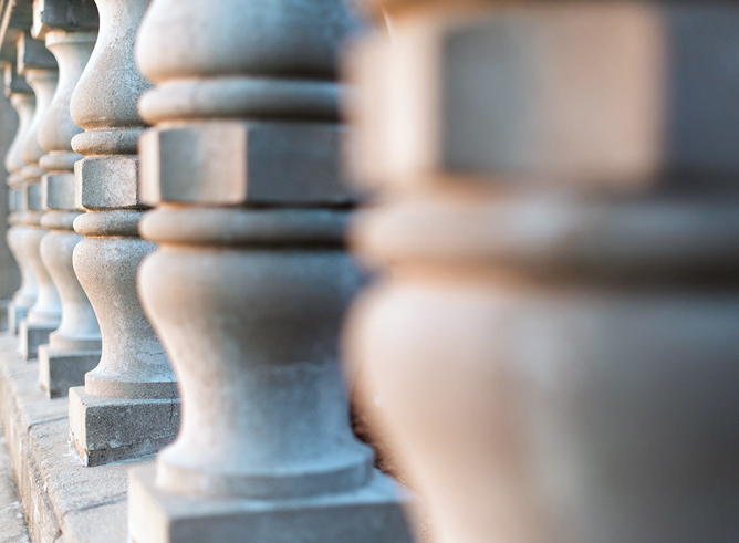 Close up of the columns of a building