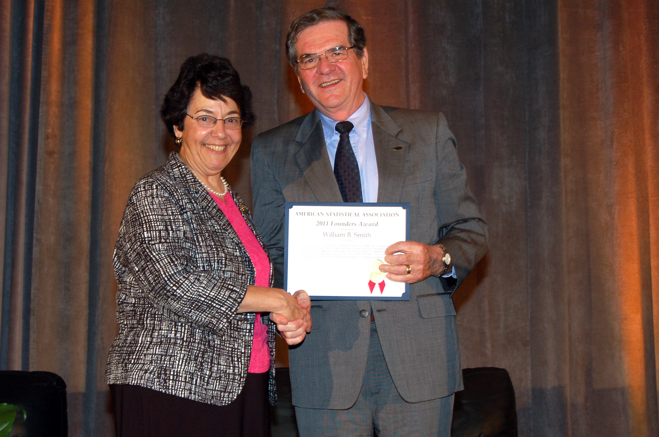 Texas A&amp;M University statistician Dr. William B. Smith, being presented with his American Statistical Association 2011 Founders Award