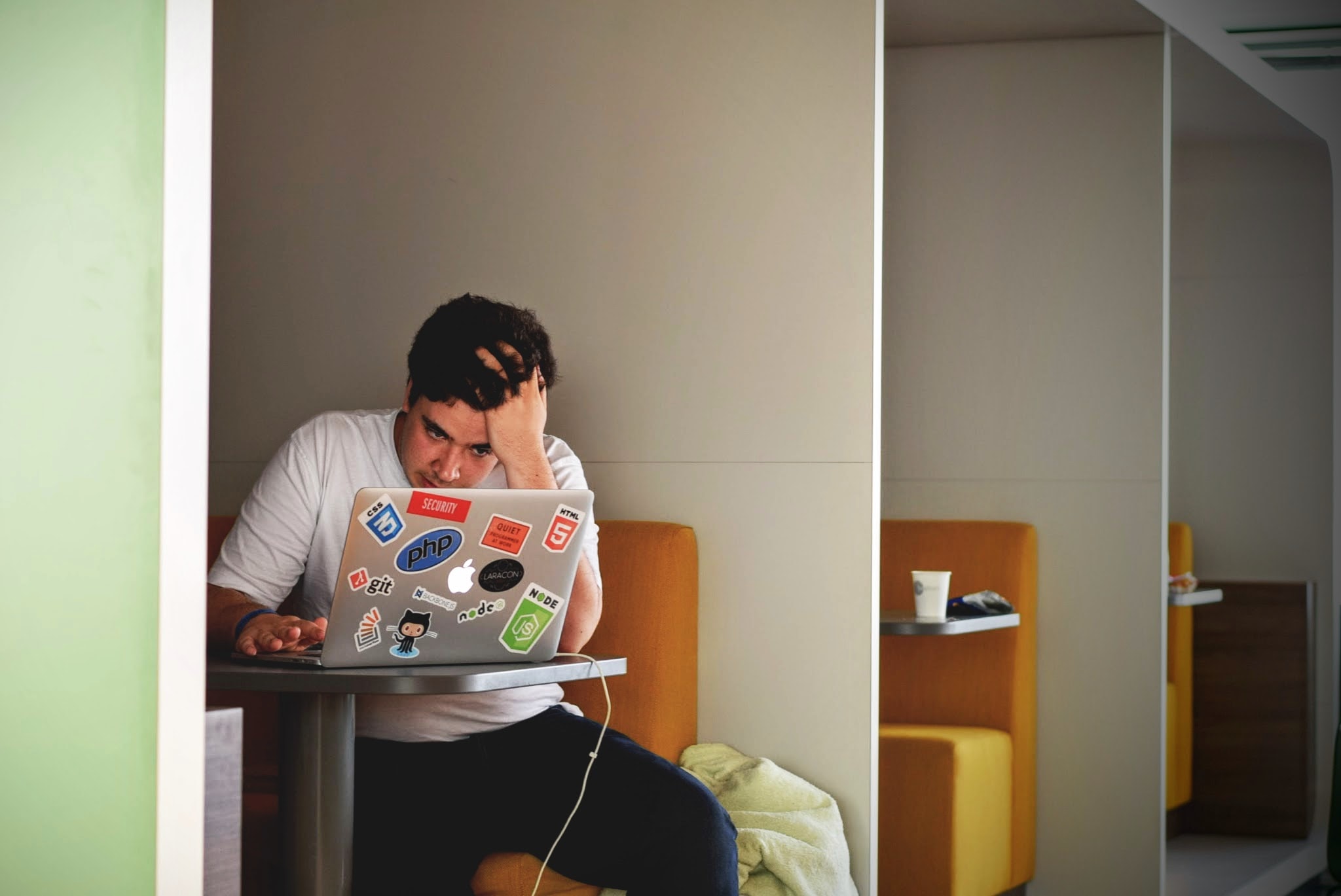 Student working on laptop computer